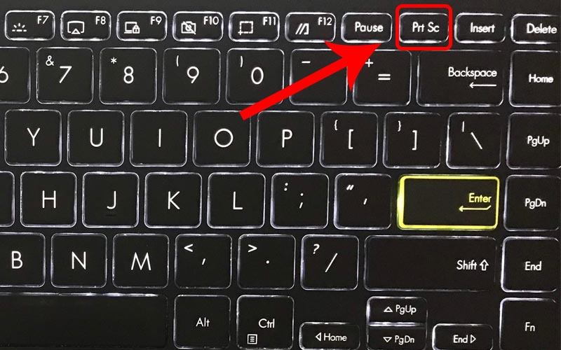  Nhấn phím PrtSc trên bàn phím để chụp màn hình máy tính