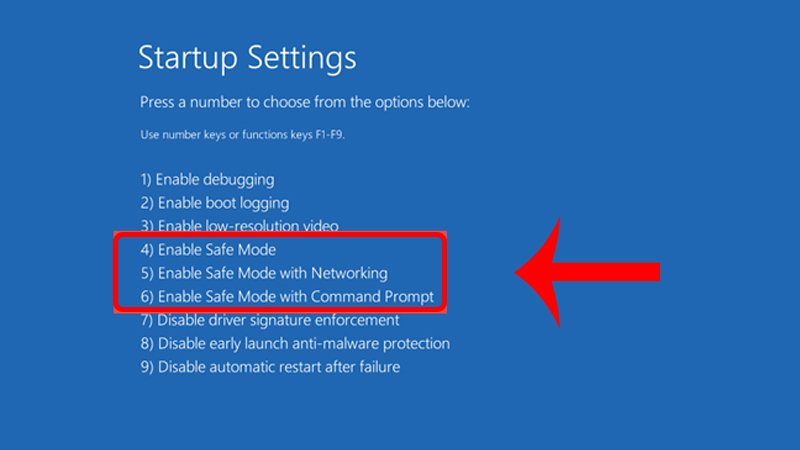 Tùy chọn các Safe Mode bạn mong muốn
