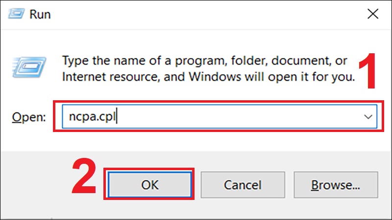 Nhập lệnh ncpa.cpl