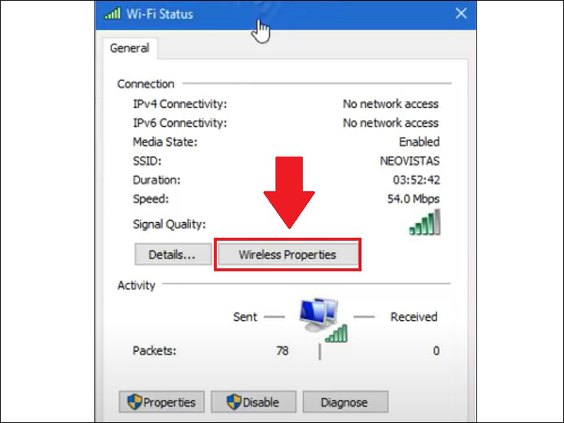 Vào Wireless Properties
