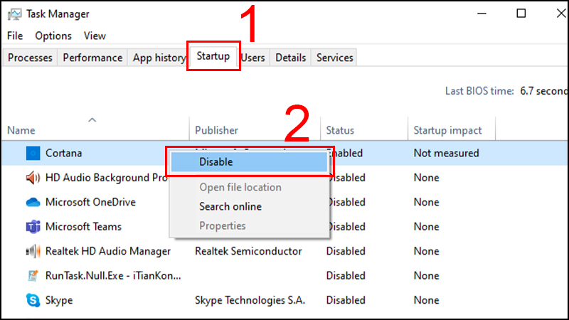 Disable những ứng dụng khởi động cùng windows không cần thiết